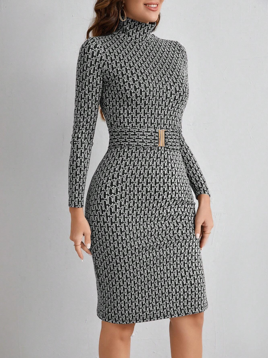Sandra | Office Midi Dress Bodycon Mock Neck