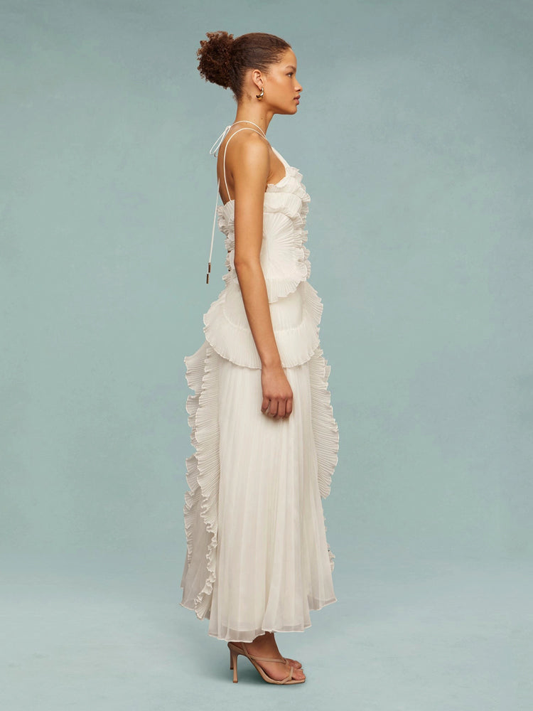 Louisa | Wedding Guest Maxi Dress Halter Pleated