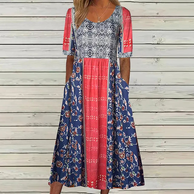 Susanna | Boho Midi Dress Square Neck