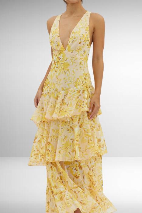 Nina | Wedding Guest Maxi Dress Layered Ruffle