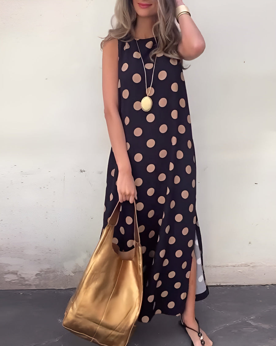 Gianna | Polka Dot Dress Side Slit