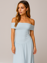 Chloe | Wedding Guest Maxi Dress Off-Shoulder Pleated