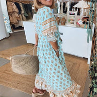 Susanna | Boho Maxi Dress Tassel V-Neck