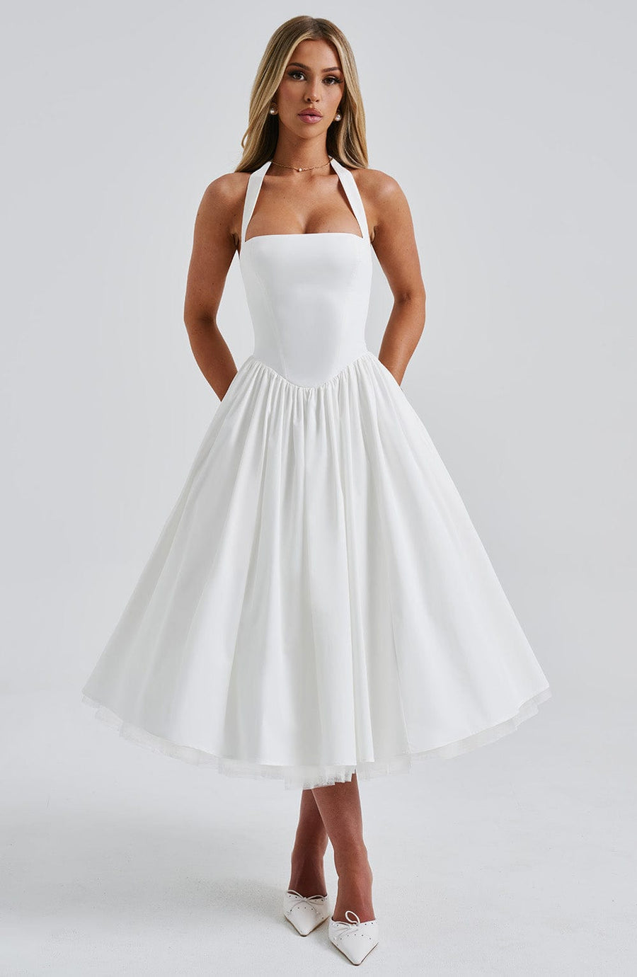 Katherine | Wedding Guest Midi Dress Halter