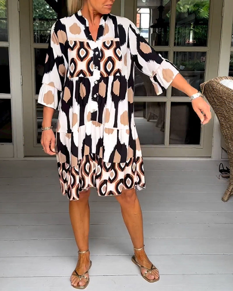 May | Boho Sundress Tiered Button-Front