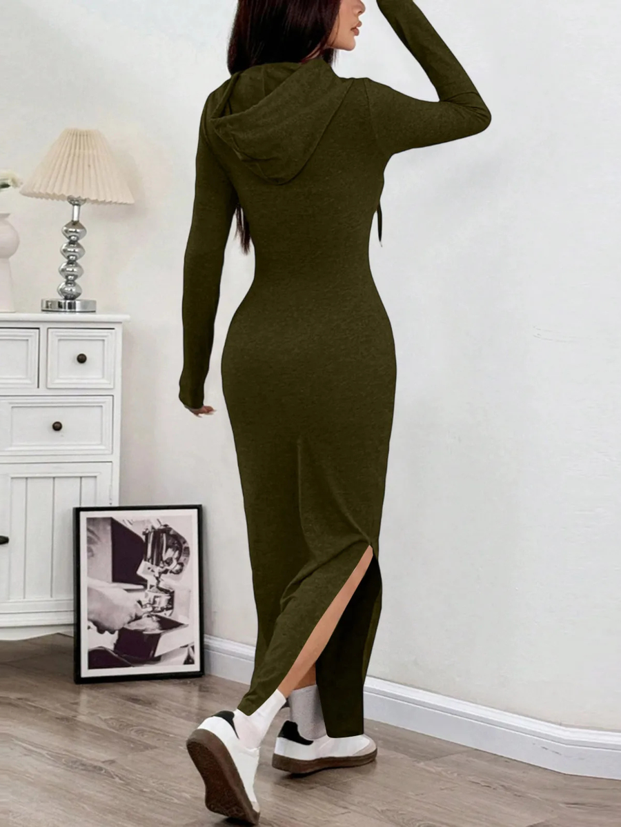 Lillian | Casual Hooded Maxi Dress Bodycon