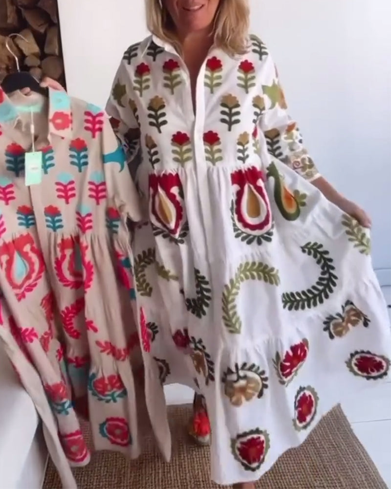 Quincy | Printed Midi Dress Collared
