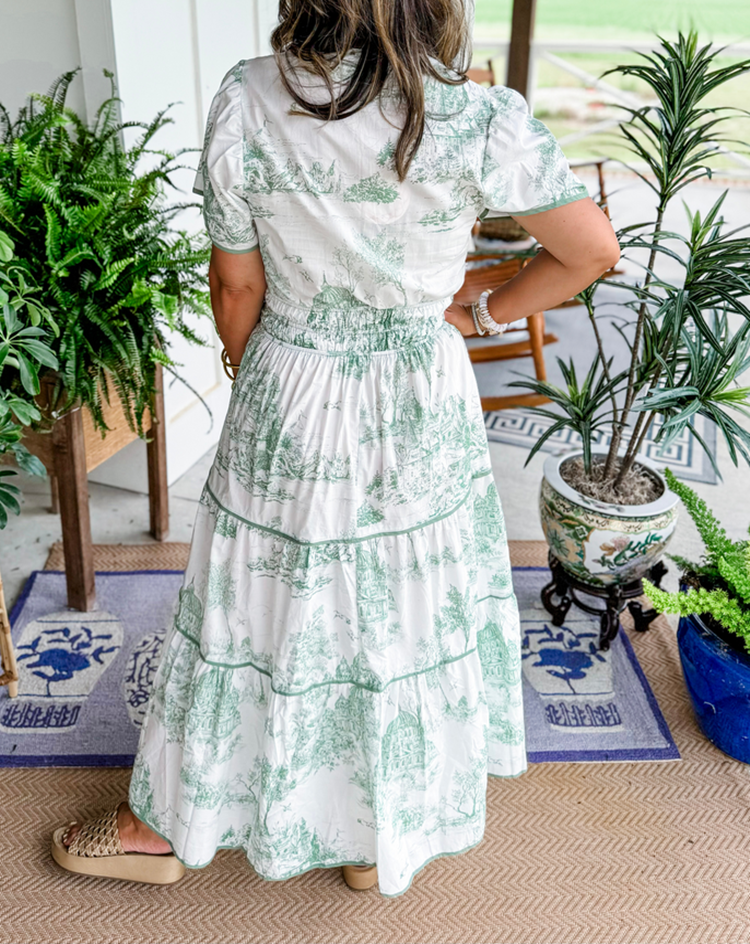 Florence | Boho Midi Dress A-Line Puff Sleeve