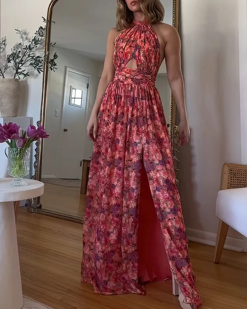 Ruth | Halter Maxi Dress Backless Flared