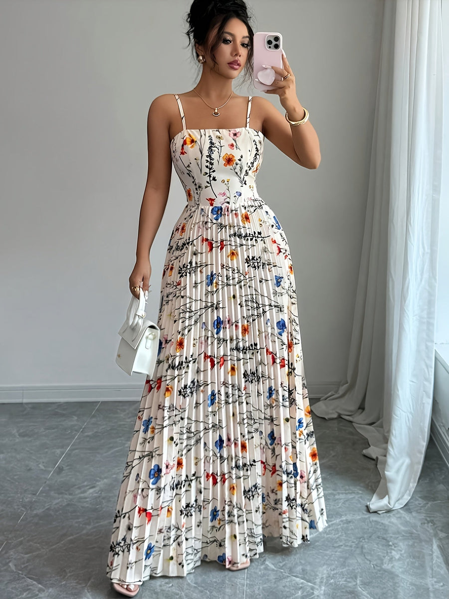 Rosalie | Wedding Guest Maxi Dress Pleated Spaghetti Strap