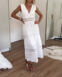 Therese | Boho Midi Dress Lace V-Neck