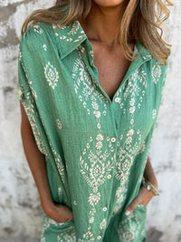 Olive |  Boho Dress Button-Front