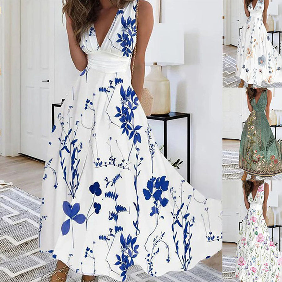 Talia | Wedding Guest Midi  Dress V-Neck Sleeveless