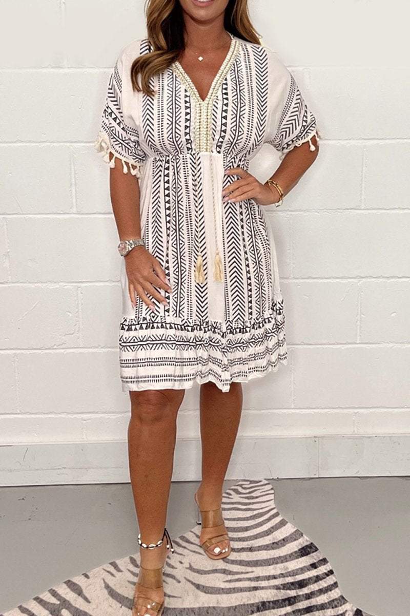 Susanna | Boho Sundress Embroidered Tassel