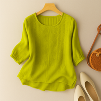 Leah | Lace Blouse with Round Neck and Short Sleeve