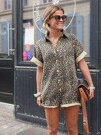 Phoebe | Button-Up Leopard Print Romper