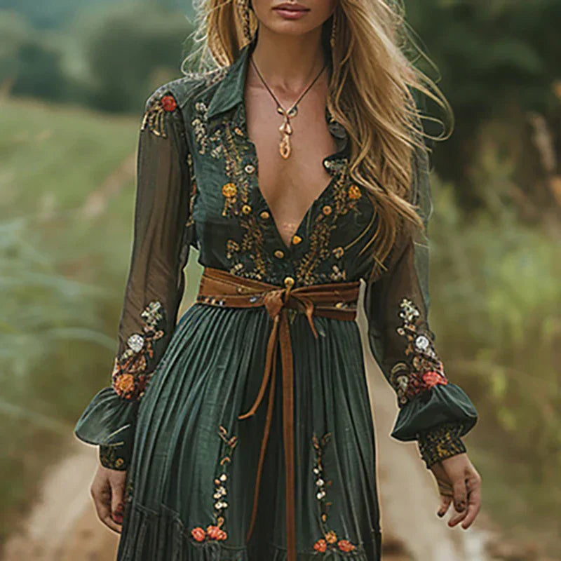 Aurora | Boho Maxi Sundress V-Neck Floral