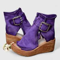 Women's Wedge Sandals | Buckle Strap Peep Toe