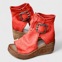 Women's Wedge Sandals | Buckle Strap Peep Toe