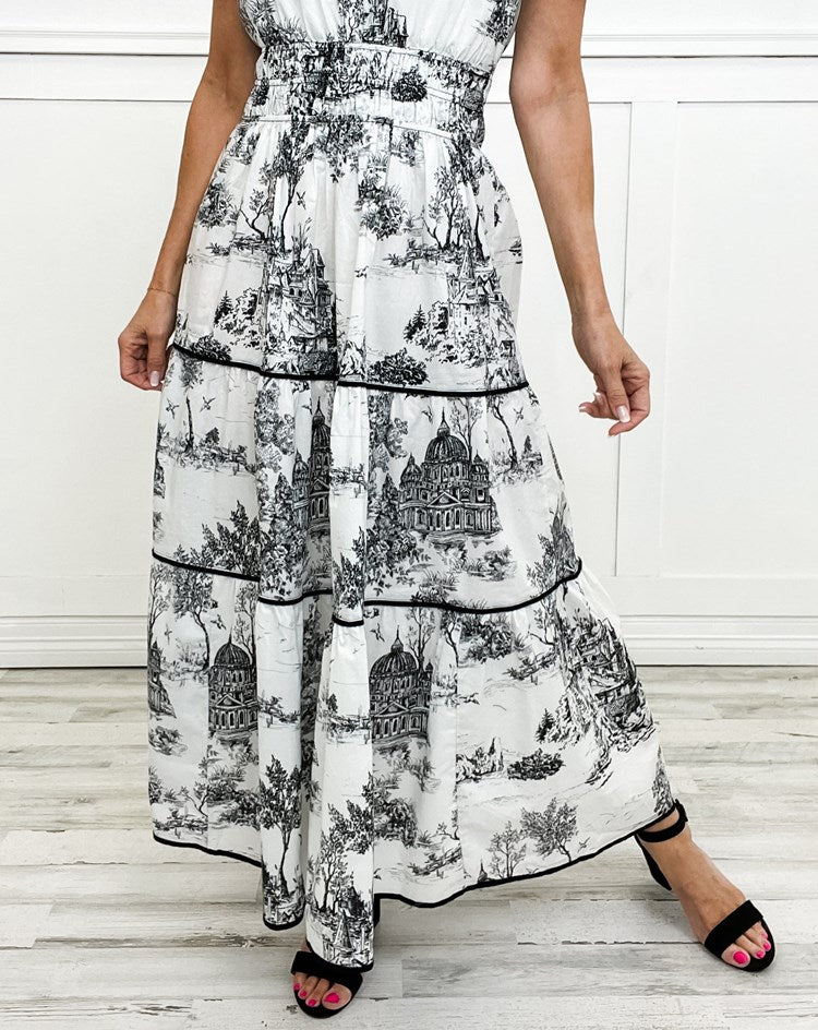Florence | Boho Midi Dress A-Line Puff Sleeve