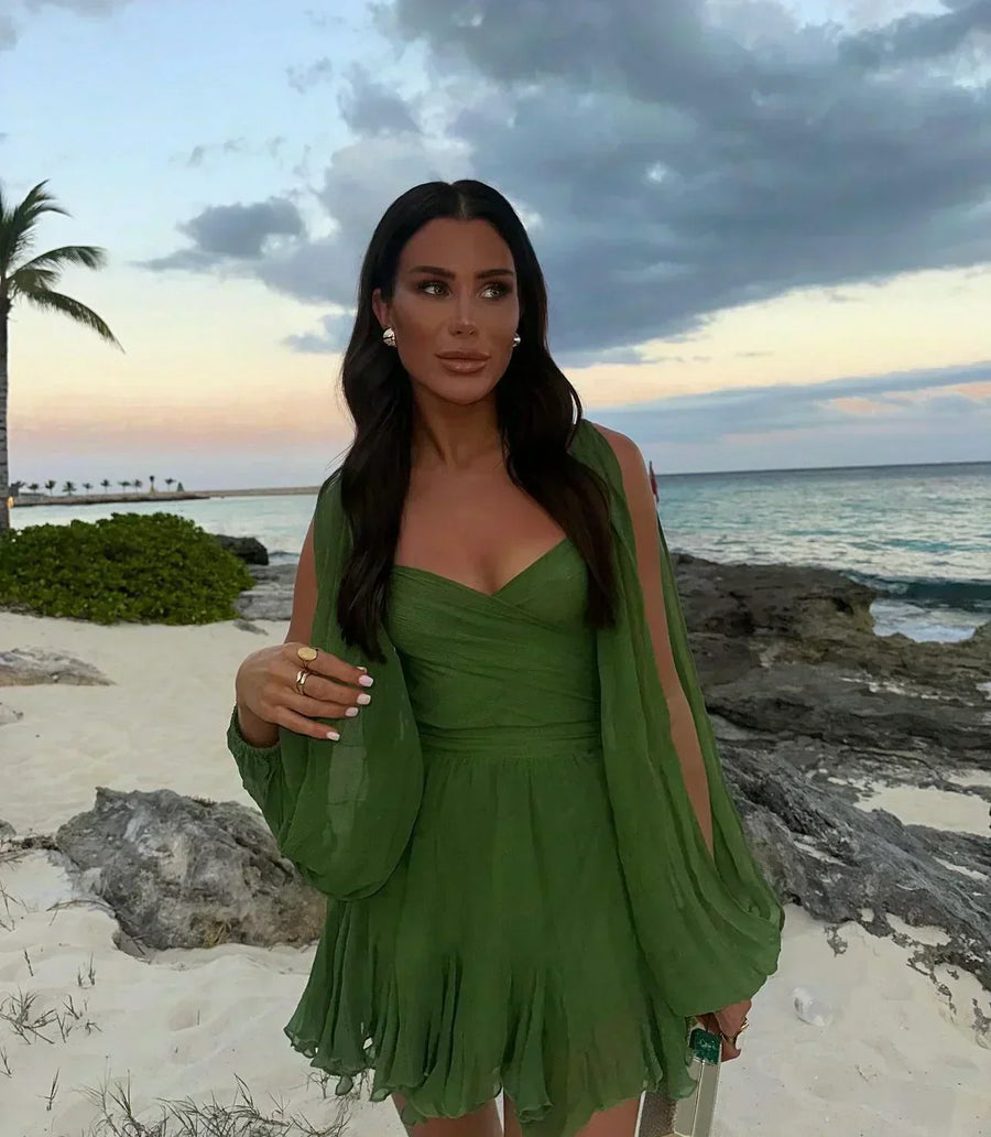 Roberta | Wrap Mini Dress Long Sleeve V-Neck