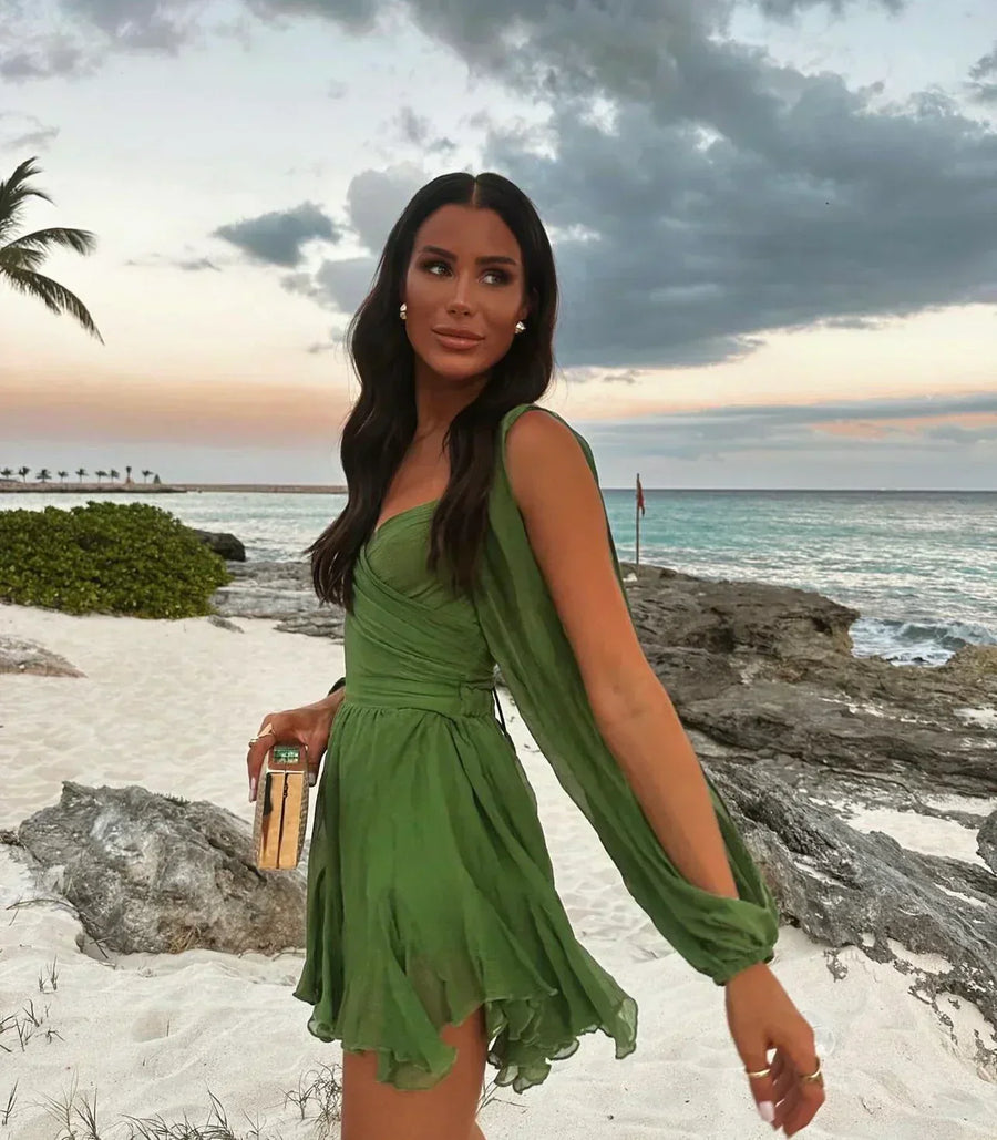 Roberta | Wrap Mini Dress Long Sleeve V-Neck