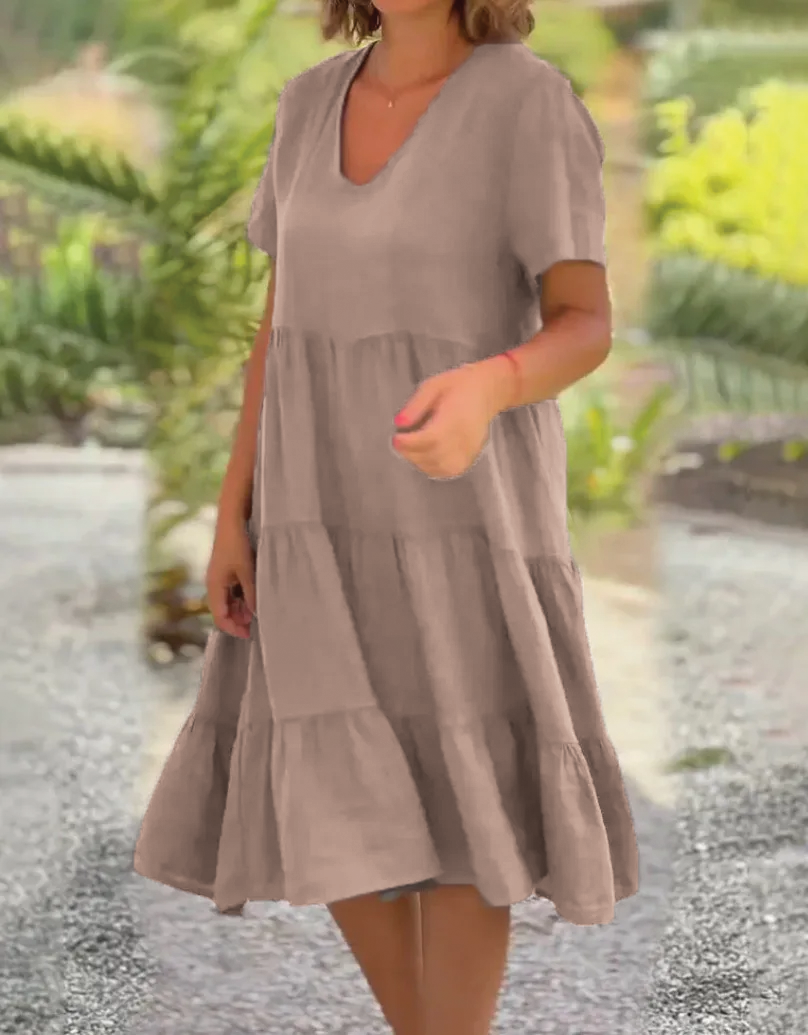 Rachel | Boho Sundress A-Line V-Neck Tiered
