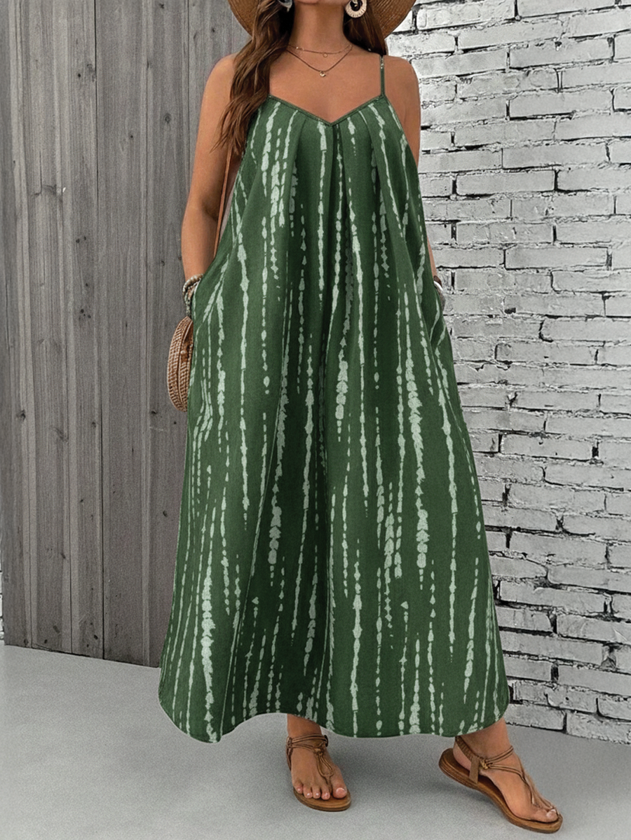 Yvonne | Boho Maxi Sundress Tropical Spaghetti Strap