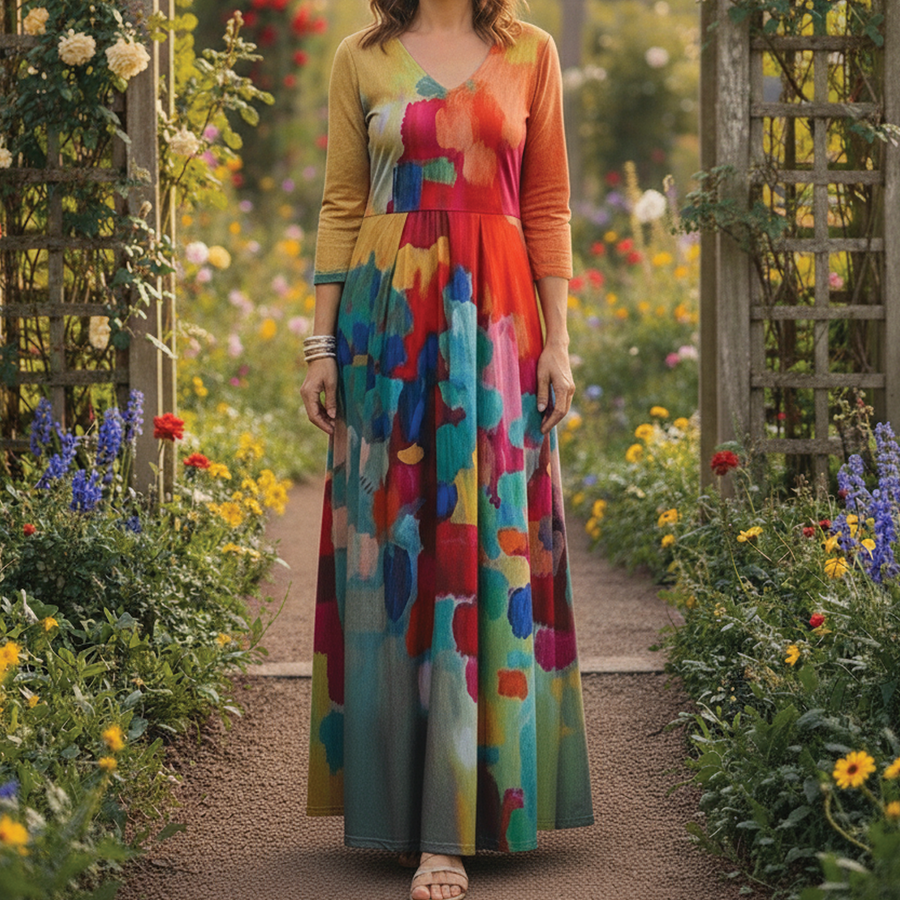 Kinsley | Maxi Sundress Long Sleeve V-Neck