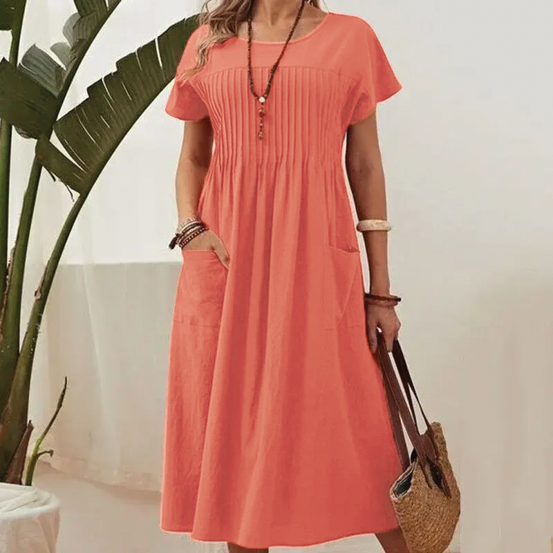Isabella | Casual Midi Dress Pleated A-Line