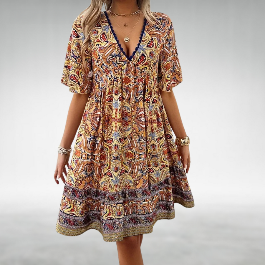 Olive | Boho Mini Dress Paisley
