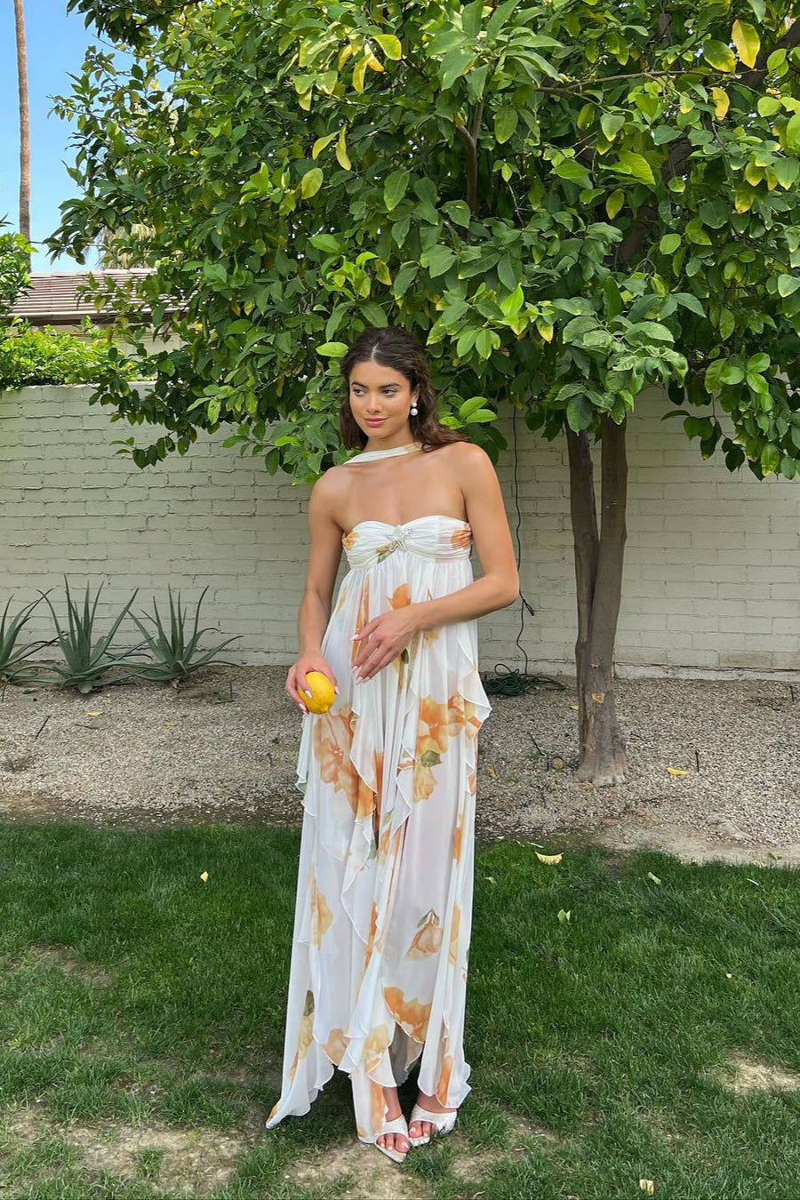 Briana | Halter Maxi Dress Floral Bodycon