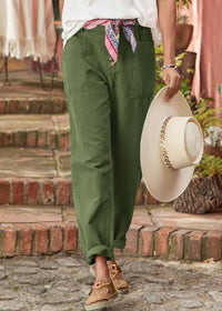 Leah | High Waist Straight Leg Pants with Button Front