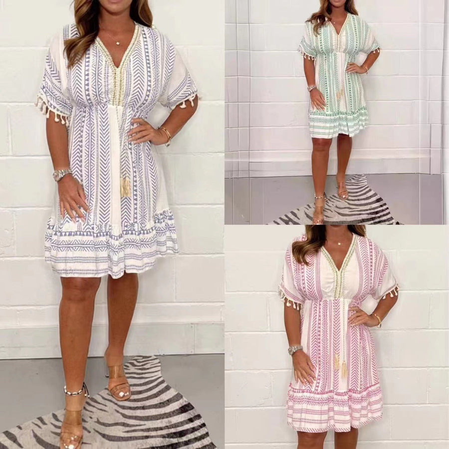 Susanna | Boho Sundress Embroidered Tassel