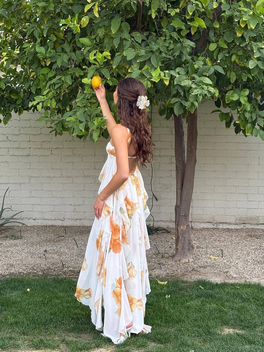 Briana | Halter Maxi Dress Floral Bodycon