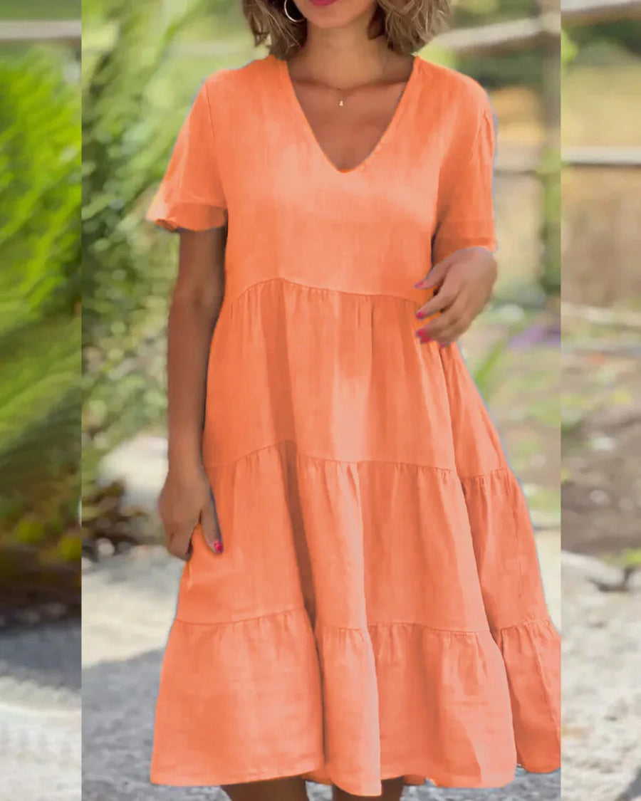 Rachel | Boho Sundress A-Line V-Neck Tiered