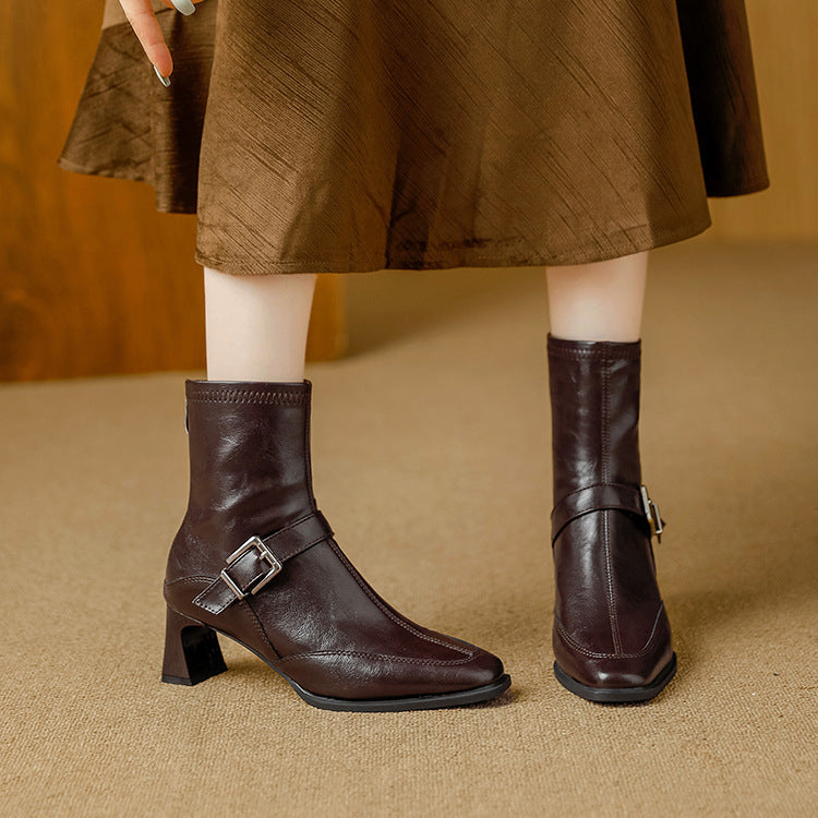 Sadie | Comfortable Ankle Boots Square Toe