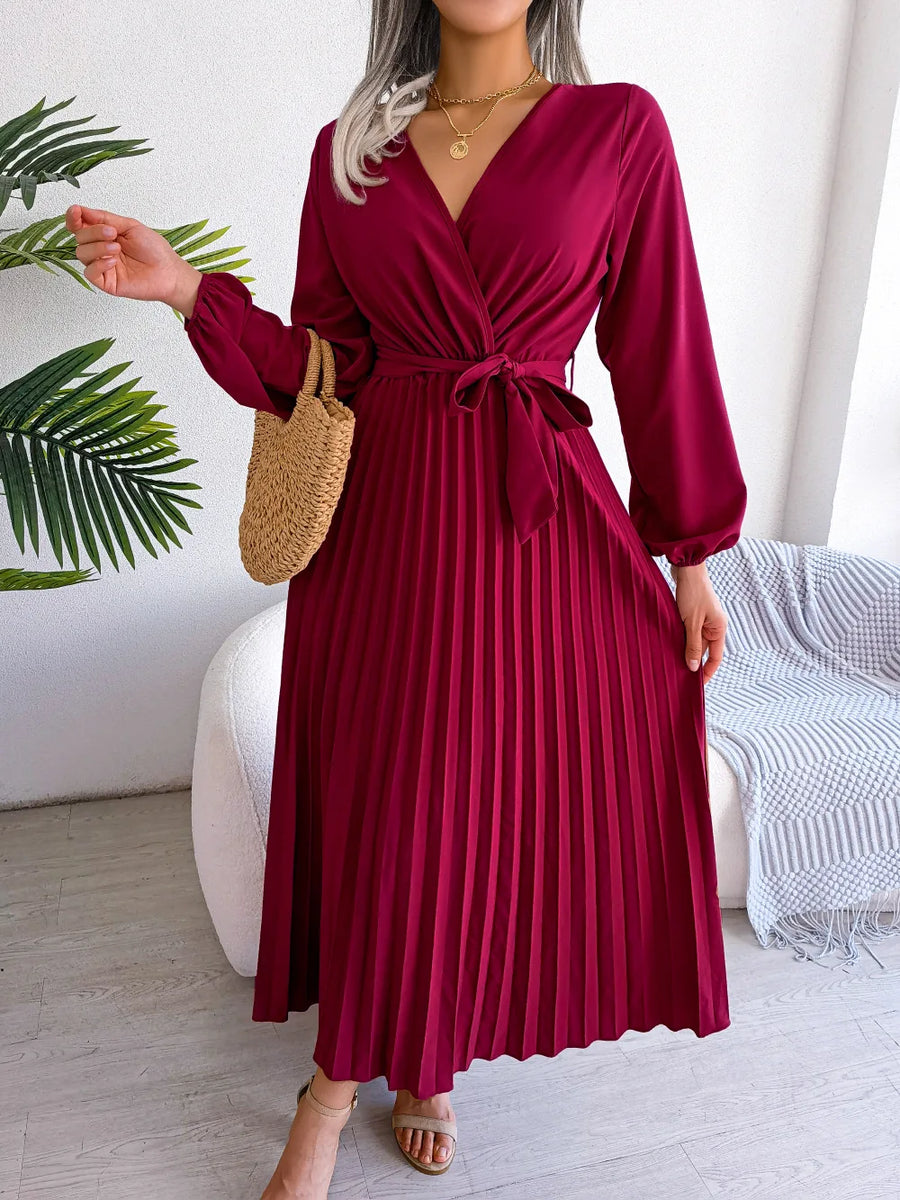 Winifred | Wedding Guest Maxi Dress Pleated V-Neck