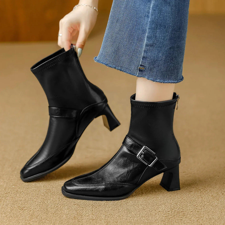 Sadie | Comfortable Ankle Boots Square Toe