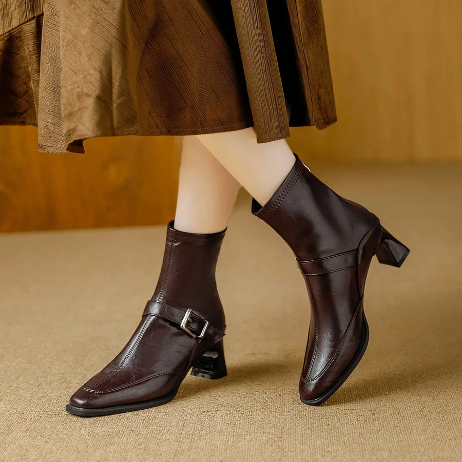 Sadie | Comfortable Ankle Boots Square Toe