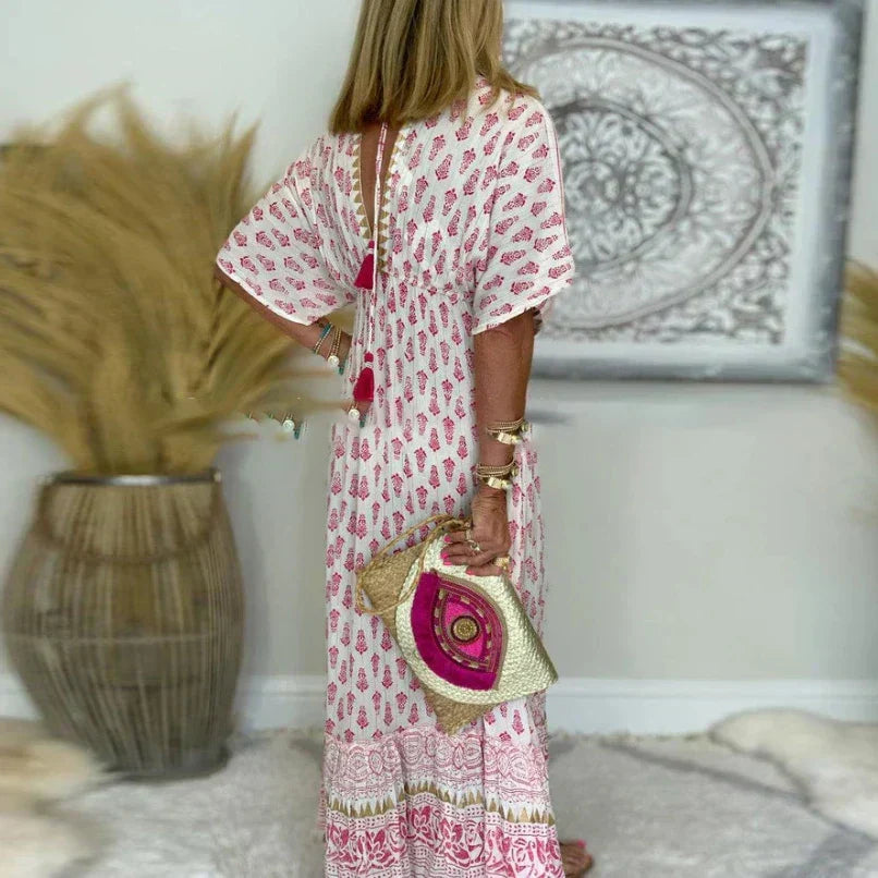 Genesis | Boho Maxi Sundress Tassel V-Neck
