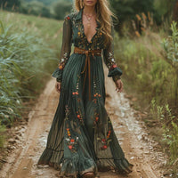 Aurora | Boho Maxi Sundress V-Neck Floral