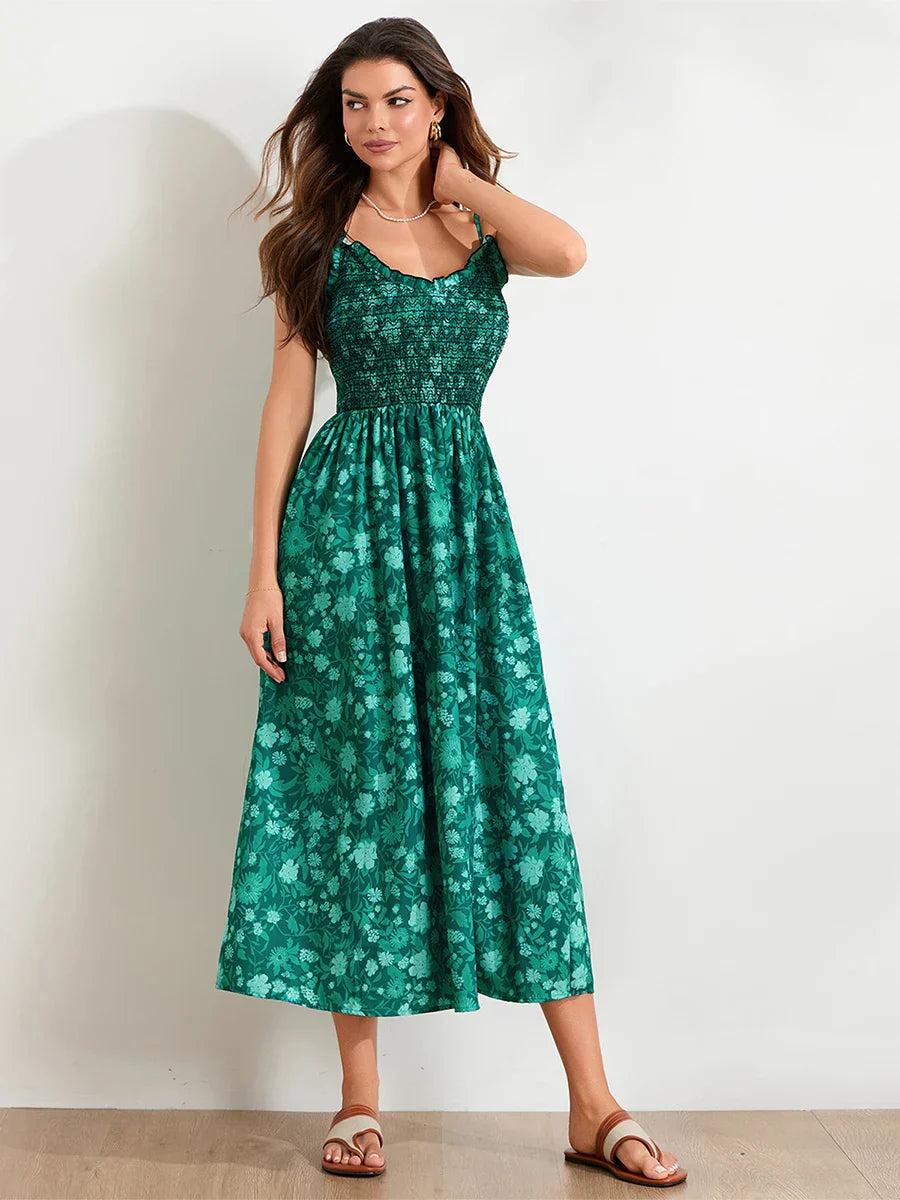 Victoria | Floral Midi Dress Sleeveless