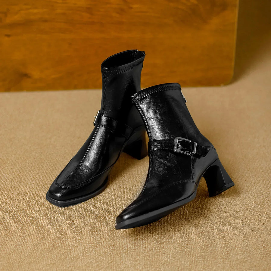 Sadie | Comfortable Ankle Boots Square Toe