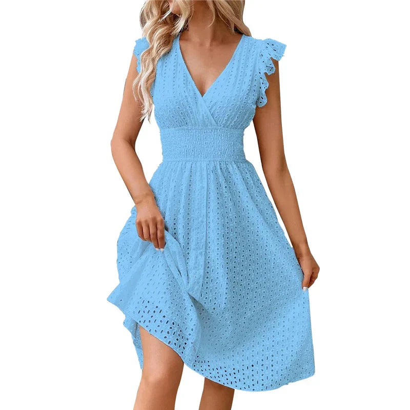 Heather | Boho Sundress V-Neck Smocked