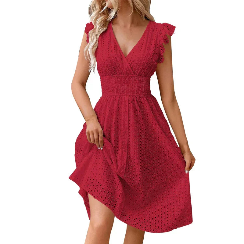 Heather | Boho Sundress V-Neck Smocked