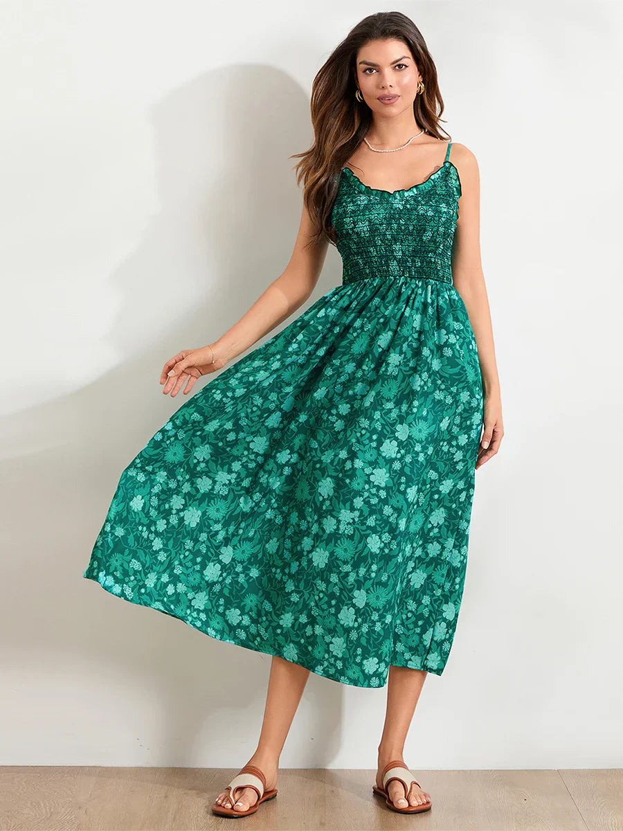 Victoria | Floral Midi Dress Sleeveless