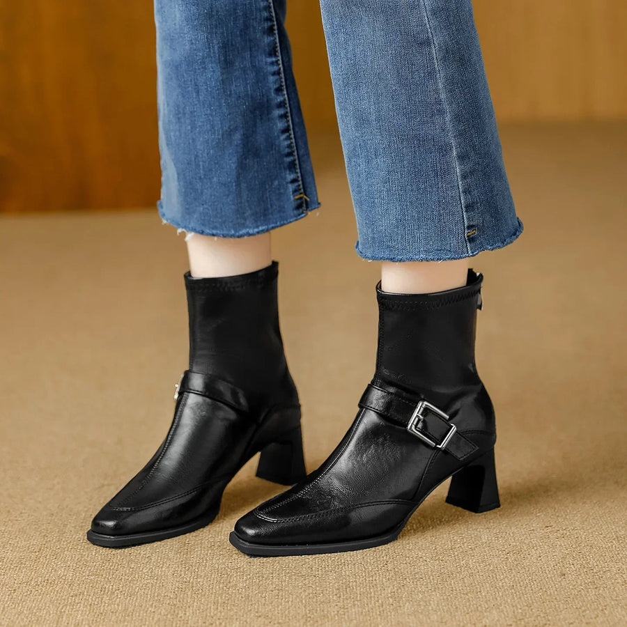 Sadie | Comfortable Ankle Boots Square Toe
