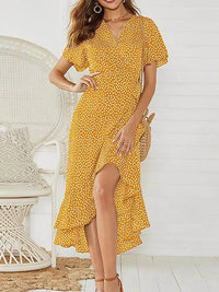 Laurel | Polka Dot Dress Pleated V-Neck