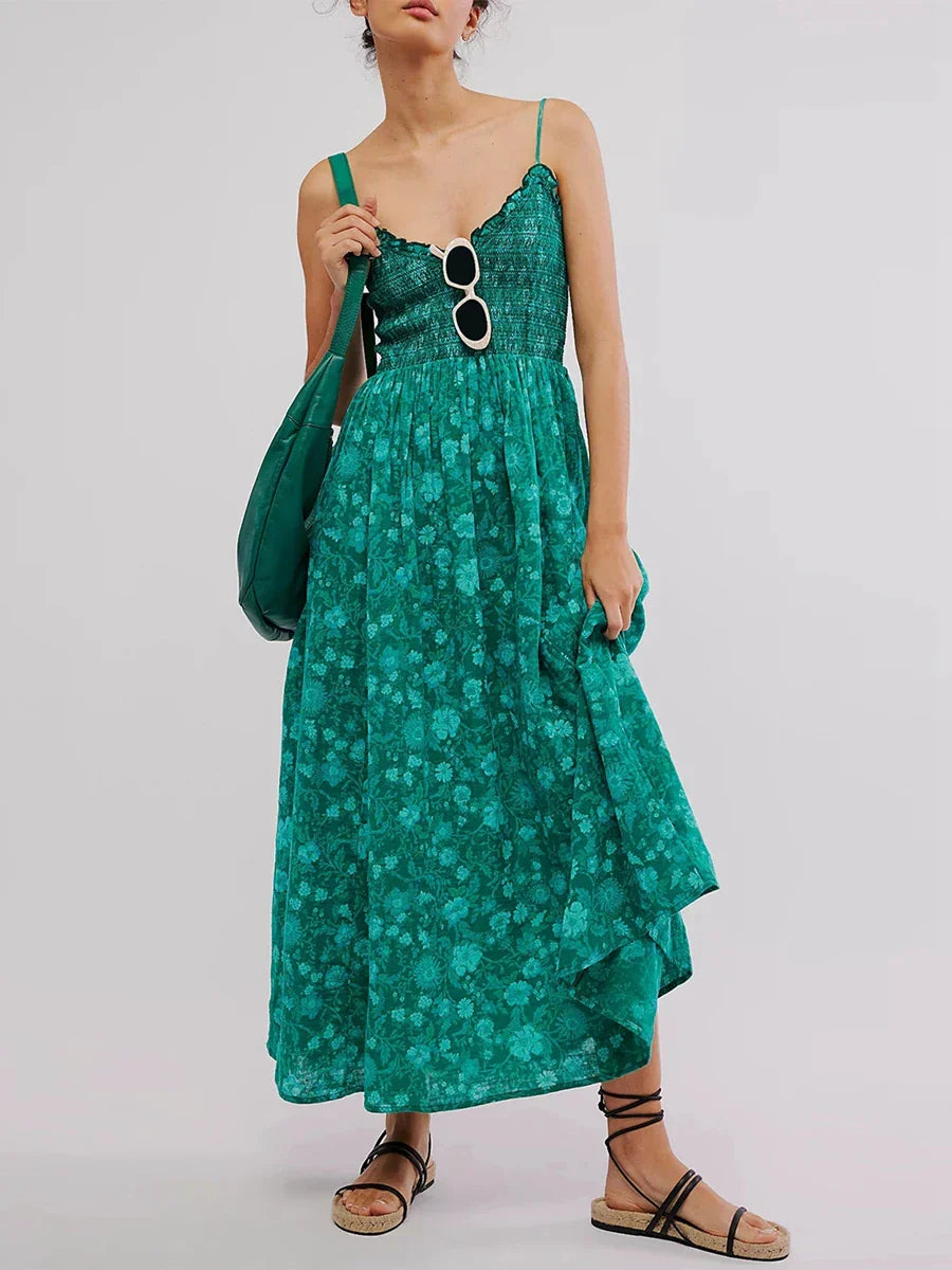 Victoria | Floral Midi Dress Sleeveless